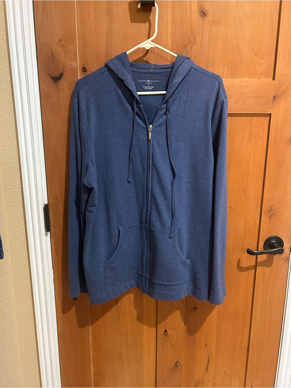 Karen Scott Blue Hooded Zip-Up Sweater - Men's